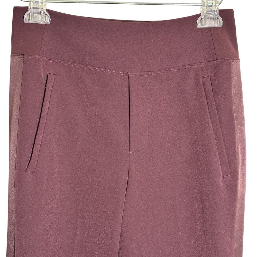 Athleta Endless Satin Side Stripe Spiced Cabernet Burgundy Pants Size 2 - Picture 7 of 14